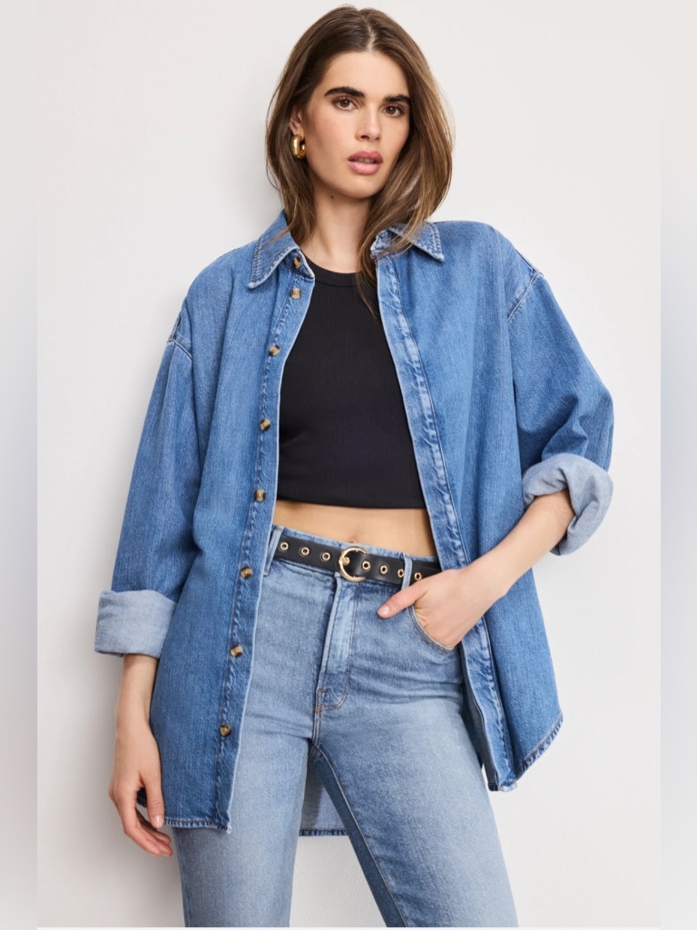 Good American Oversized Denim Shirt